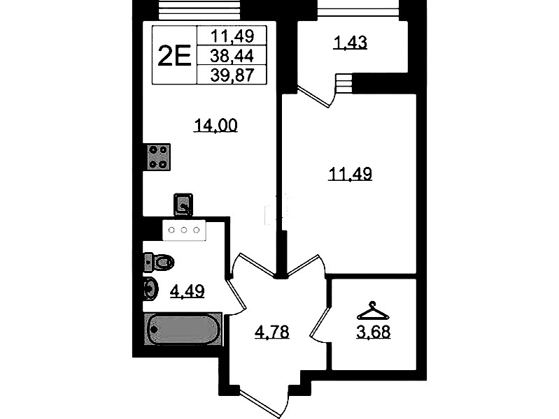 1-комнатная квартира 39.87 м², 9/11 эт., ЖК «VEREN NORT Сертолово»